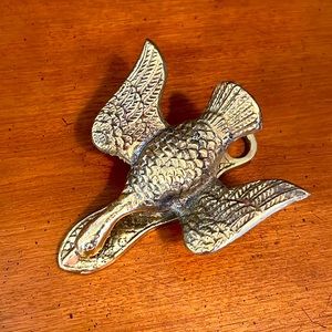 VINTAGE Solid Brass Bird Clip
